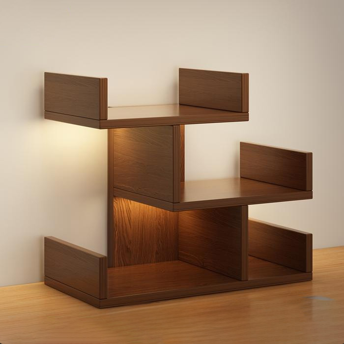 Rak Buku Kayu Mini dengan Laci